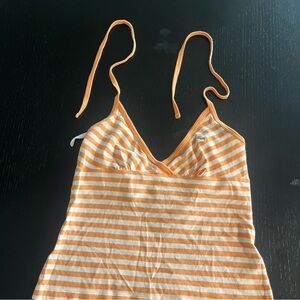 Lacoste Woman’s Orange&White Striped Halter Neck Top Sz 38 /US 6
